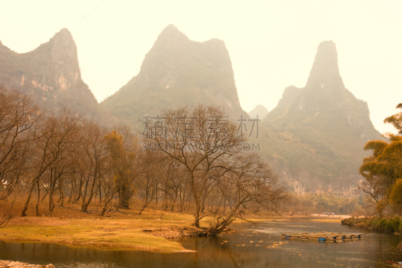 阳朔,桂林,自然美,中国,山,喀斯特,地形,漓江,农业,旅途