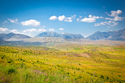吉洛卡斯塔,自然,阿尔巴尼亚,风景,自然美,天空,草原,水平画幅,山,无人