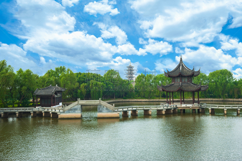 夏天,古典风格,园林,苏州,水,天空,江苏省,古老的,旅行者,湖