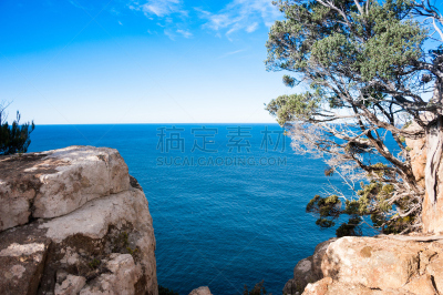 cape hauy,半岛,塔斯曼国家公园,辉绿岩,天空,悬崖,水平画幅,无人,蓝色,户外
