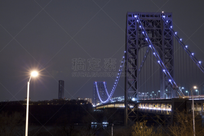 纽约,乔治华盛顿大桥,夜晚,忙碌,都市风景,多车道公路,工业,动机,著名景点,街道