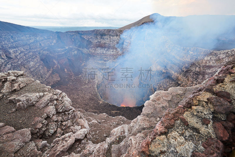 熔岩,火山,橙子,尼加拉瓜,硫磺,自然,水平画幅,无人,户外,热