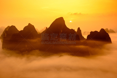 中国,桂林,山脉,兴平,漓江,阳朔,美,水平画幅,山,无人