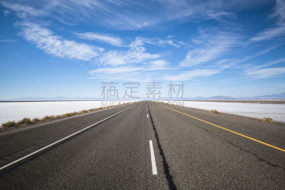 盐滩,犹他,公路,数字80,盐湖县,原野,美国南部,天空,美国西部