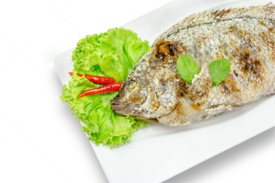 鱼肉,食盐,格子烤肉,背景分离,餐具,水平画幅,无人,膳食,香料,罗非鱼