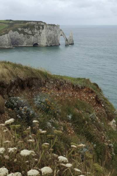 诺曼底埃特塔尔海滩,诺曼底,white cliffs,塞纳滨海省,上诺曼底,垂直画幅,水,天空,无人,著名自然景观