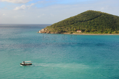 圣汤姆斯,水,水平画幅,山,无人,海滩,著名景点,自然,旅游目的地,绿色