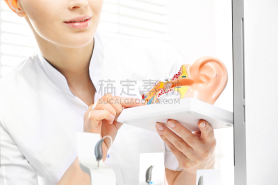 人的耳朵,听力学家,模型,耳鼻喉科医师,耳垂,助听器,内耳,水平画幅,手