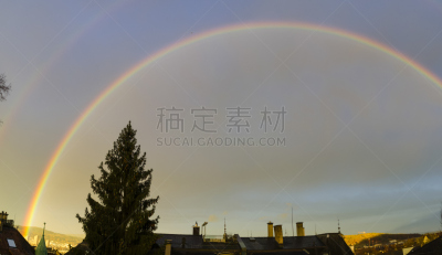 色彩鲜艳,苏黎士,彩虹,瑞士,在上面,自然,天空,水平画幅,无人,曙暮光