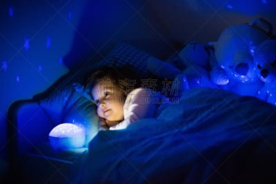 灯,夜晚,床,自然美,女孩,儿童小夜灯,就寝时间,星形,卧室,幼儿