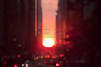 曼哈顿悬日,散焦,巨石阵2,42街,曼哈顿时代广场,巨石阵,夏至,天空,夏天,明亮