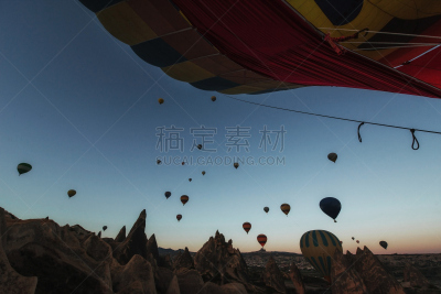 卡帕多奇亚,热气球,热,岩石,地形,在上面,半空中,土耳其,戈雷梅,充气品