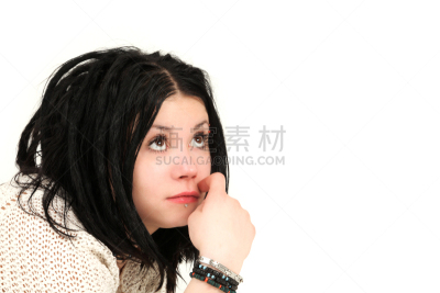 少女,可爱的,塔法里教教徒,青少年,留白,青春期,水平画幅,朋克,黑发,珠宝