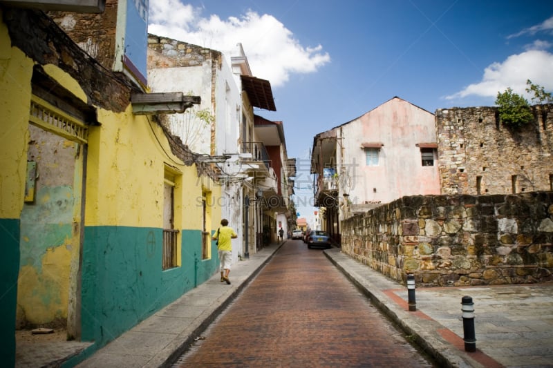 Casco Viejo,街道,狭窄的,空的,建筑结构,居住区,城镇,运动,建筑外部,巴拿马