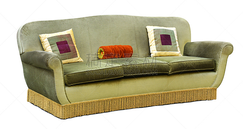 天鹅绒,绿色,家具,沙发,三个物体,刘海,座位,水平画幅,纺织品,无人