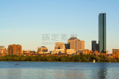 波士顿,查尔斯河,水,天空,水平画幅,绿色,无人,夏天,约翰汉科克大厦,船