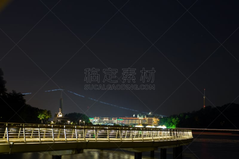 夜晚,海岸地形,圣淘沙岛,空中缆车,自然,水平画幅,新加坡,建筑,无人,电灯