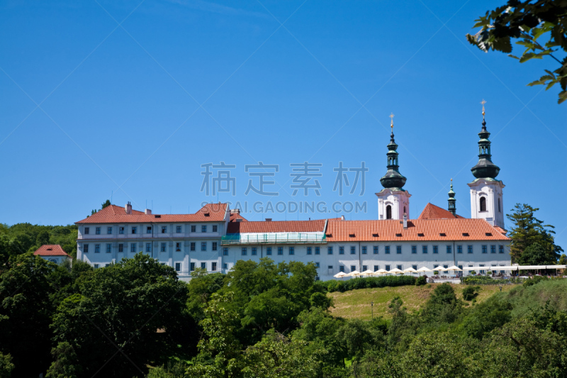 史托拉霍夫修道院,修道院,天空,留白,捷克,水平画幅,建筑,无人,塔