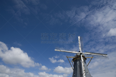 传统,荷兰,风车,窗户,天空,瓦,水平画幅,木制,无人,农业机器