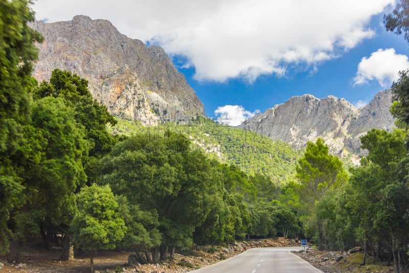 sierra de tramuntana,风景,自然美,瓦尔德摩莎,巴利阿里群岛,水平画幅,山,无人,夏天,齿状山脊