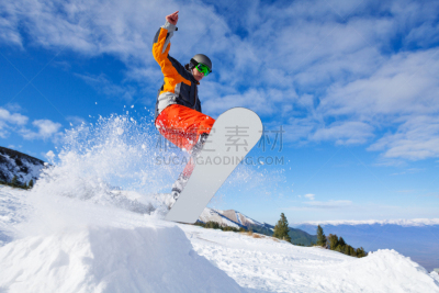 滑雪板,冬天,山,雪板,班斯科,天空,美,度假胜地,水平画幅,雪