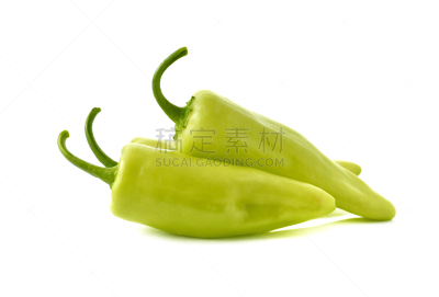 茎,白色背景,绿辣椒,pepperoncini,hungarian wax辣椒,胡椒,辣椒,芳香的,水平画幅,灯笼椒
