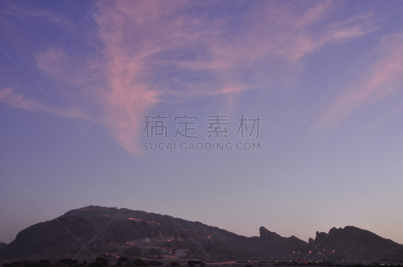 天空,在上面,哈扎尔山,水平画幅,夜晚,无人,黄昏,户外,阿拉伯联合酋长国,云景