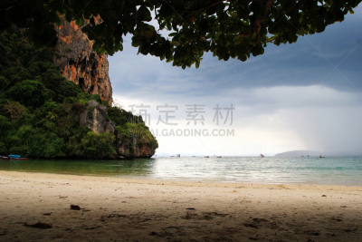 海滩,悬崖,天气,云,风景,莱雷海滩,奥南湾,甲米,安达曼海,石灰石