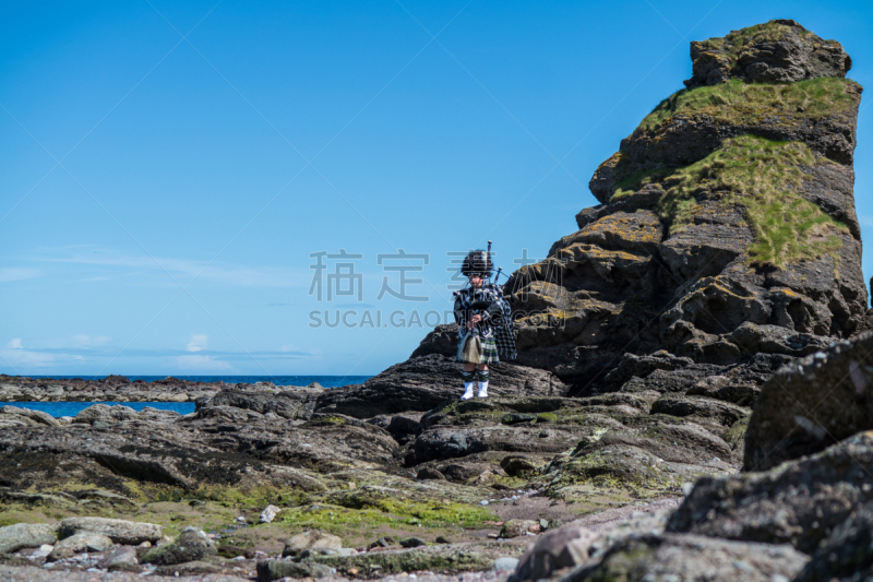 本兰小镇,苏格兰风笛,传统,苏格兰高地,苏格兰短裙,海岸线,2015年,夏天,户外,裙子