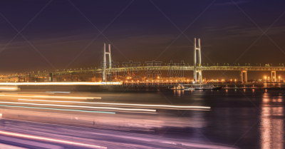 照明设备,迅速,船,横滨高速铁路,天空,横滨,码头,夜晚,横滨海湾大桥,风景
