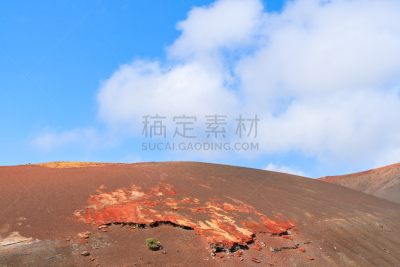 山,红色,火山,地形,兰萨罗特岛,水平画幅,沙子,无人,大西洋群岛,泥土