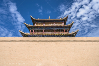 甘肃省,塔,嘉峪关市,建筑檐口,了望塔,屋檐,过时的,宫殿,过去,围墙