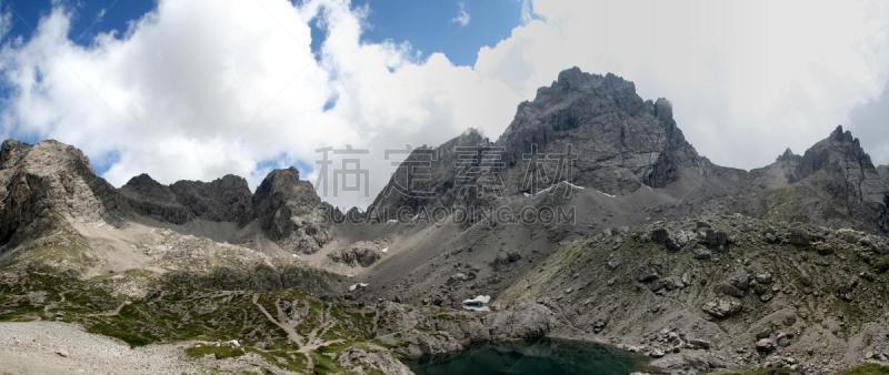 阿尔卑斯山脉,水平画幅,北提洛尔,无人,全景,欧洲,夏天,户外,徒步旅行,奥地利
