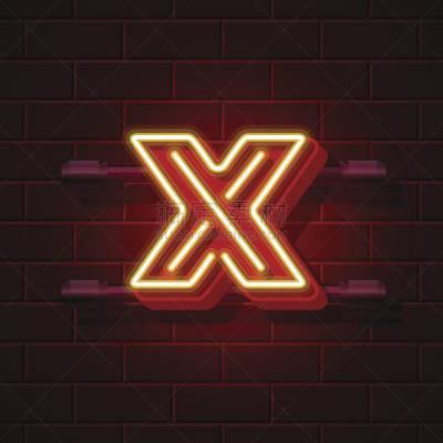 英文字母x,霓虹灯,绘画插图,字体,矢量,城市,布告,3d超声,3d扫描,荧光棒