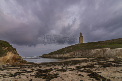 海滩,小的,暴风雨,水平画幅,沙子,无人,大西洋,加利西亚,户外,海洋