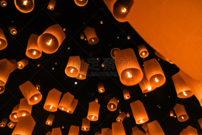 天灯,申请书,中国灯笼,中国元宵节,灯笼,热气球,天空,水平画幅,夜晚,会议