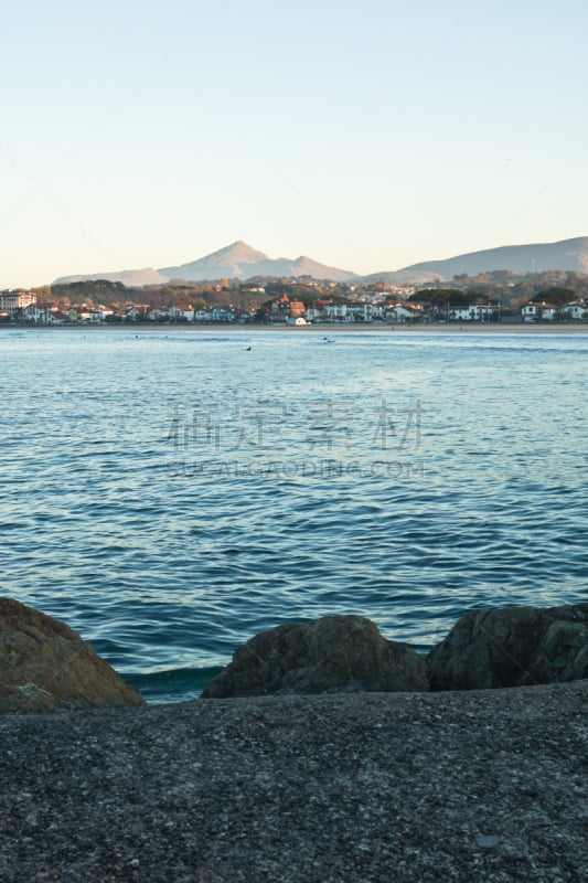 大西洋,山,法国,巴斯克地区,地形,长时间曝光,海岸线,风景,洛杉矶县,日落