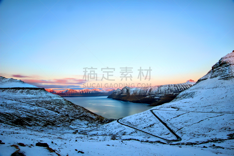 自然,法罗群岛,水,天空,水平画幅,瀑布,无人,古老的,大西洋,夏天