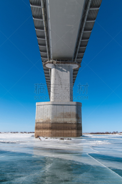河流,桥,平衡折角灯,冻结的,垂直画幅,在下面,水,天空,雪,无人