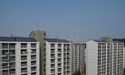 太阳能电池板,韩国,公寓,淸州市,天空,城镇景观,水平画幅,能源,户外,光