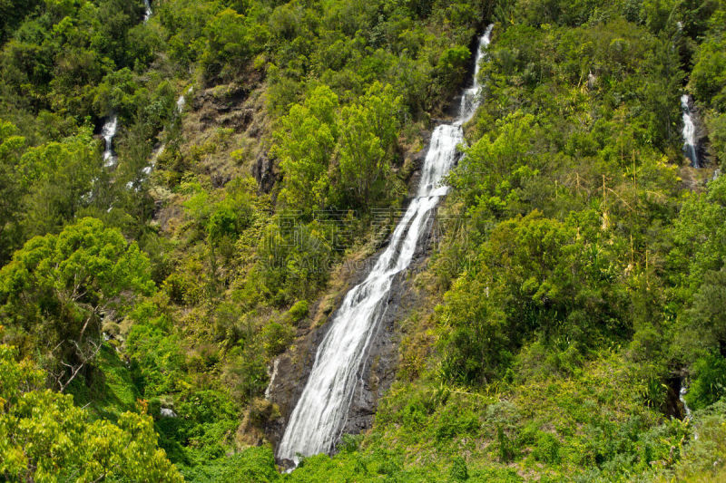 瀑布,留尼汪（法属）,水,留白,水平画幅,无人,户外,植物,大特写,法国