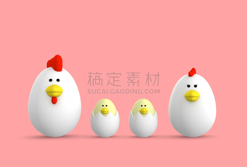 鸡,家庭,椭圆形,步兵,十二生肖,少量人群,水平画幅,绘画插图,鸟类,性格