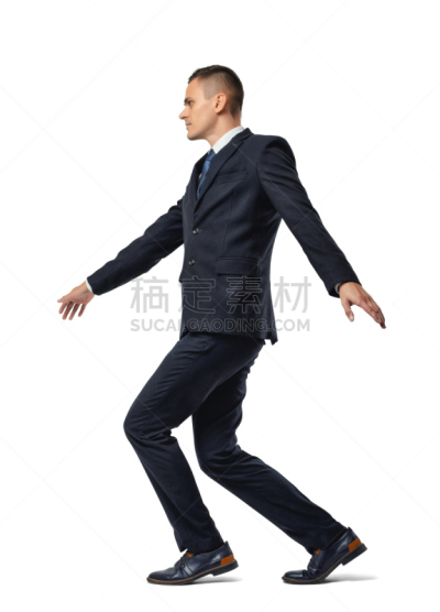 钢丝,男商人,白色,充满的,注视镜头,分离着色,走钢丝,平衡,克服困难,不确定