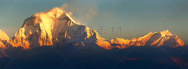 道拉吉利峰,全景,山,早晨,安纳普纳生态保护区,云景,山脊,雪山,云,尼泊尔
