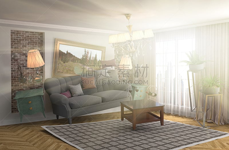 沙发,三维图形,起居室,绘画插图,水平画幅,无人,家具,俄罗斯,现代,两翼昆虫