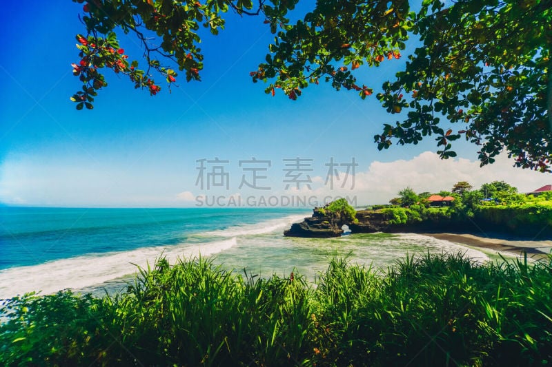 海神庙,巴厘岛,风景,寺庙,宽的,三宝颜锡布格,水,天空,灵性,沙子