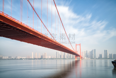 鹦鹉,长江大桥,鱼群,长江,湖北省,船,云,橙色,工程,钢铁