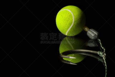 Carp fishing hook. Tennis ball bolili