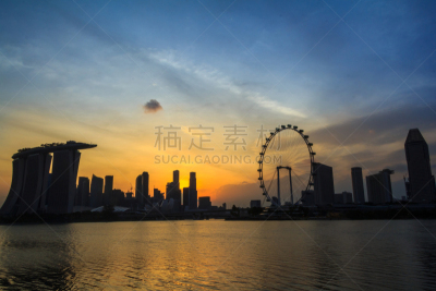曙暮光,城市,新加坡,水,天空,夜晚,滨水,都市风景,现代,著名景点