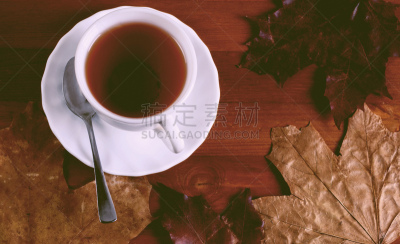 叶子,秋天,概念,茶杯,与众不同,ins风,九月,饮料,热,暗色